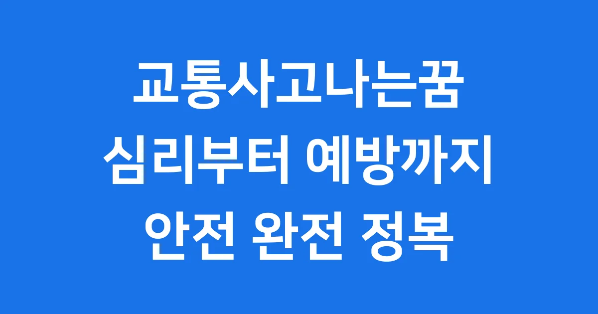 교통사고나는꿈 해몽 현실 통계 및 예방법 완벽 분석