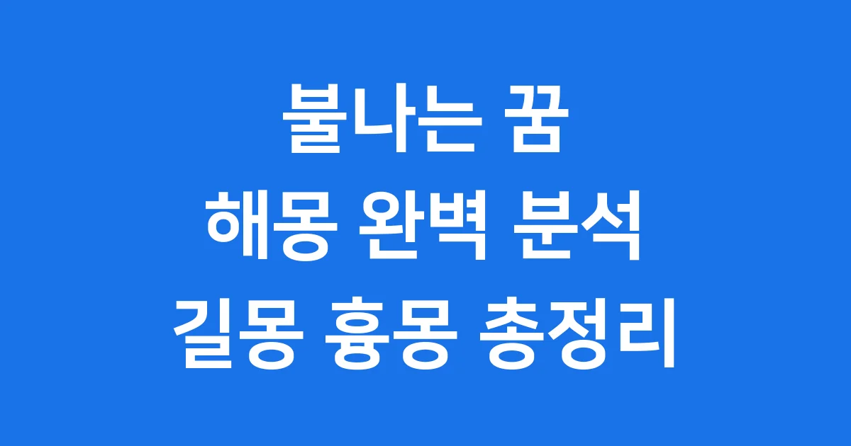 불나는꿈 해몽 완벽 분석 길몽 흉몽 상황별 꿈풀이