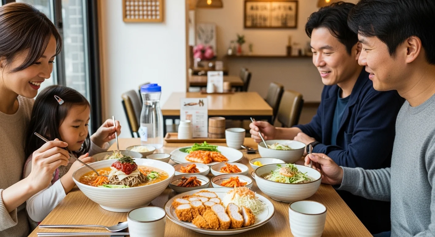 루덴시아 대표 별미: 시원한 막국수와 바삭한 돈가스
