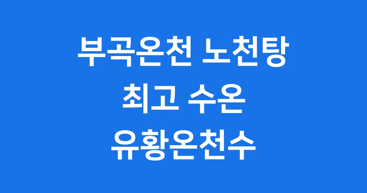 부곡온천 노천탕 최고 수온 유황온천수