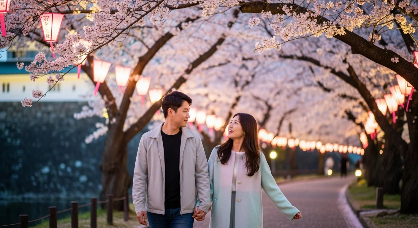 후쿠오카성 벚꽃 축제: 역사 속 벚꽃 야경 즐기기