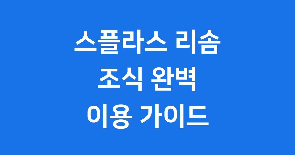 스플라스 리솜 조식 이용 시간 가격 할인 정보
